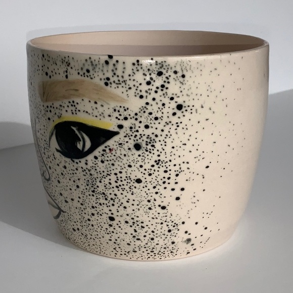 Handmade Studio Art Face Planter Home Decor Pottery Hand Painted Unique - Picture 8 of 8